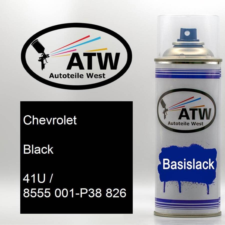 Chevrolet, Black, 41U / 8555 001-P38 826: 400ml Sprühdose, von ATW Autoteile West.